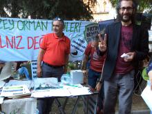 protest stand in Istanbul